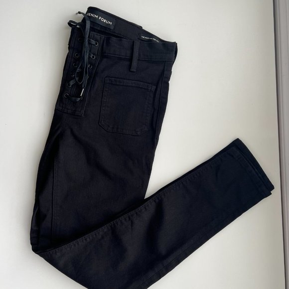 Aritzia Denim Forum | The Nico Mid Rise Skinny Crop Lace-Up Jeans - Picture 5 of 12